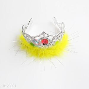 Cheap princess party tiara with yellow feather