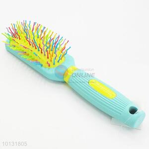Thin Shape Rainbow Big Wet Hair Brush Curved Needle Hair Brush Detangle Hair Comb with Green Plastic Handle