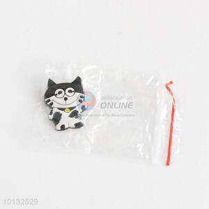 Delicate cute white&black cat badge