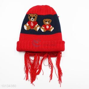 Top quality bear cotton kids winter warm hats