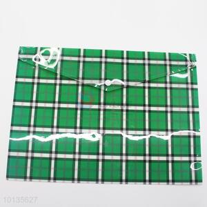 Green grid pattern document pouch/envelope