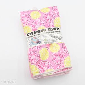 3 Pieces/1 Set Lemon Printed Microfiber Chenille Cleaning Cloth
