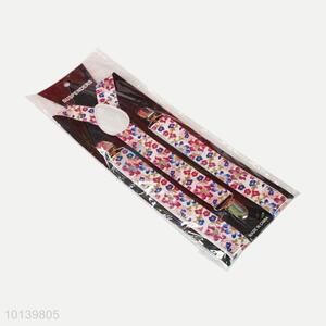Latest Design Flowers Printed Adults' Suspender with Metal Clips