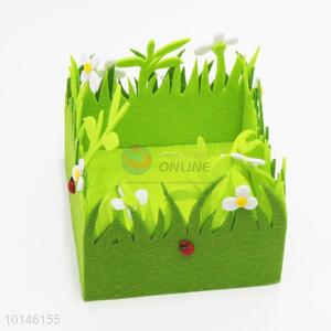 Exquisite Handmade Square Shapes Green Plants Non-woven Fabrics Basket