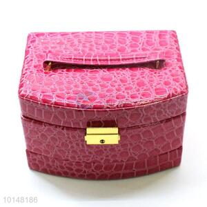 Rose Red Leopard PU Leather Jewelry Box Storage Box