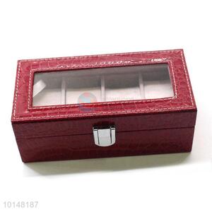 Wine Red PU Leather Jewelry Watch Display Box Gift Box