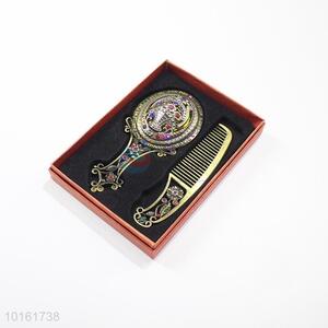 Made in China retro colorful stone mirror and comb set
