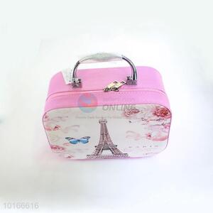 Tower Printed Pink 2 Pieces Jewlery Box and Storage Box Set with Handle