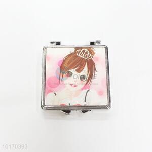 Beautiful Girl Printed Mini Square Plastic Cosmetic Mirror
