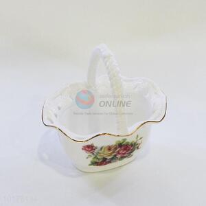 Best Sale Ceramic Flower Basket With Handle
