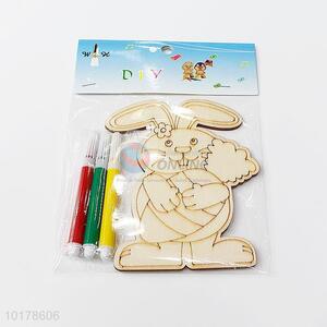 New Arrival 3 Water Color Pens with Rabbit Shaped Wooden Drawing Board