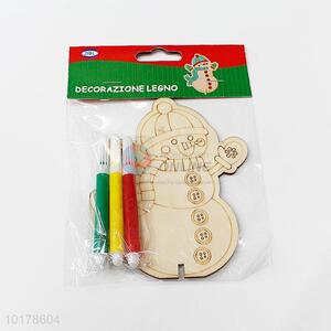 High Quality 3 Water Color Pens with Snowman Shaped Wooden Drawing Board