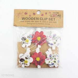 Cartoon design office flower wooden clip