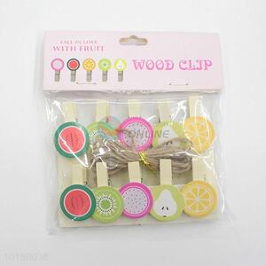 Hot sale fruit wooden clip with hemp rope