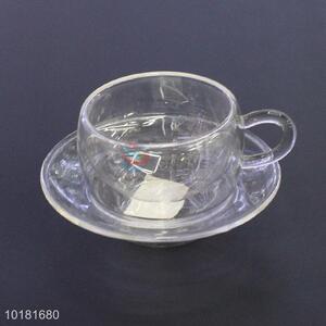 China Promotional Wholesale 6PCS Set Glass Tea Cup&Plate