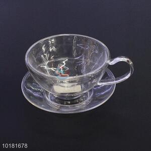 New Arrival Promotional 6PCS Set Glass Tea Cup&Plate