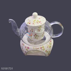Fancy Wholesale Glass Teapot Set With Ceramic Tea Strainer
