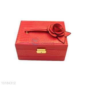 Luxury red drawer gift case jewelry box with flower decoration