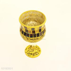 Luxury Antique Golden Glass Craft Flower Vase for Grand Banquet