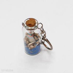 Wholesale drift bottle/shell wish bottle keychain/key ring for girl