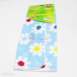 Promotional cheap blue flower printed microfiber towel