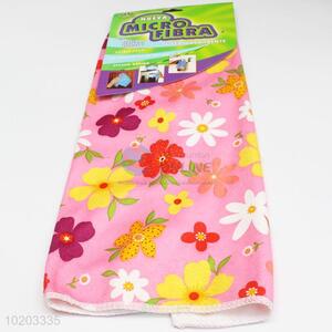 Facotry price pink flower printed microfiber towel