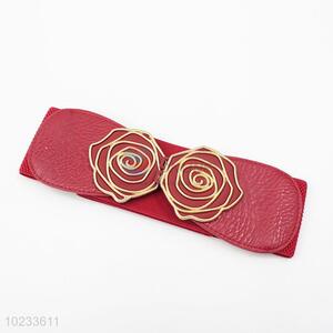 Wholesale Rose Flower Design Red Elastic Woven Belt