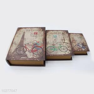 Popular Wholesale Bicycle Pattern 3pcs Book Storage Box