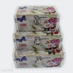 Fashion Design Butterfly And Flower Pattern 3pcs Storage Box Set