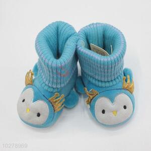 Wholesale penguin pattern Super soft Coral fleece baby shoes