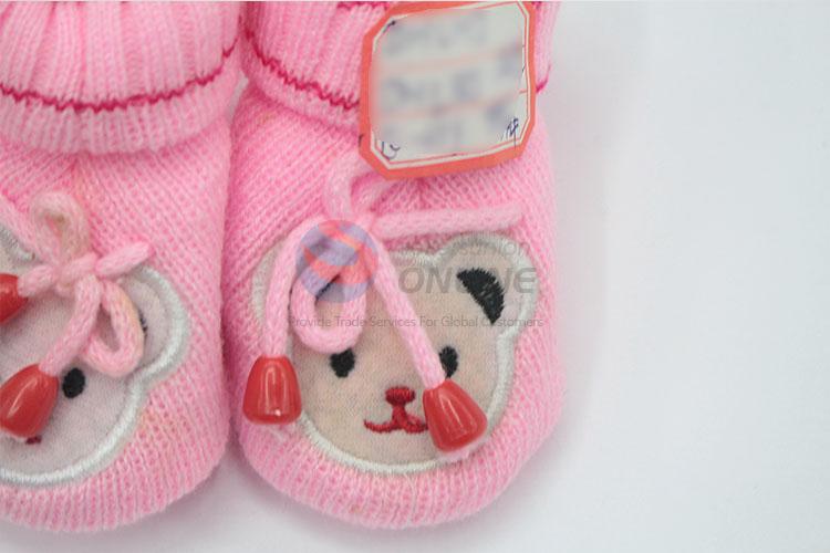 superfine pink bear baby shoes