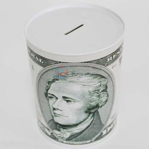 Hot sale cheap price cylindrical tin money box,12*16cm