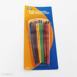 12Pcs Paint Brush Set Round Tip Pointed Artists Paintbrush
