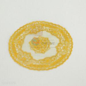Yellow Lace Pattern Round PVC Placemat/Tablemat
