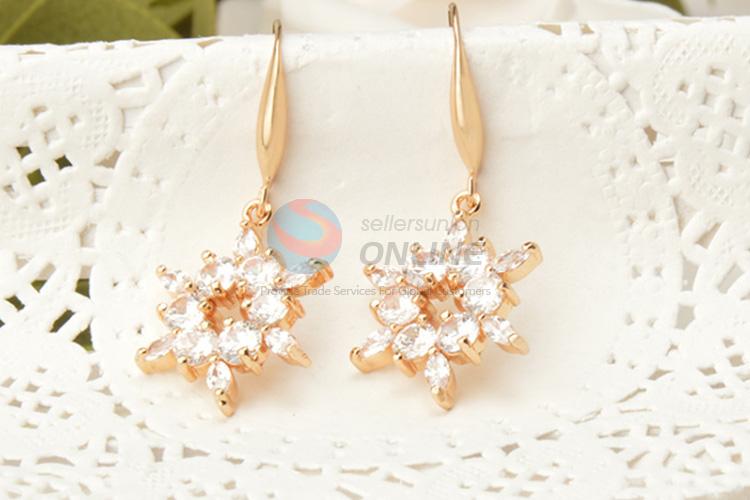 Beautiful style good quality real gold plated zircon earrings