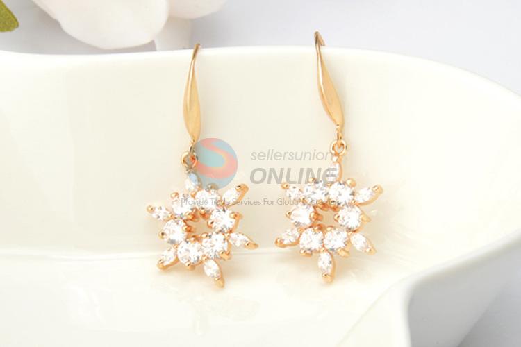 Beautiful style good quality real gold plated zircon earrings