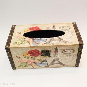 Wholesale custom cheap archaize tissue box with flower pattern
