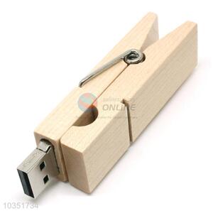 Cool design high quality wooden clip shaped usb flash drives