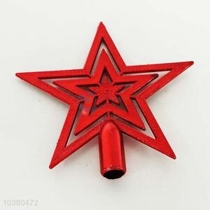Red plastic star shaped christmas decorations