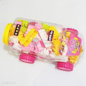 120Pcs/Set Pink Color Big School Bus Educational Building Blocks Toys