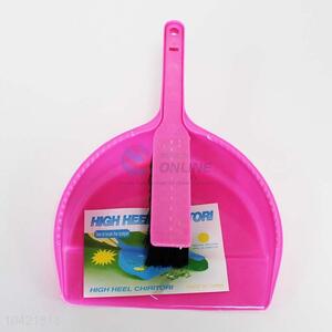 Good quality pink plastic dustpan and brush/broom set,21*29cm