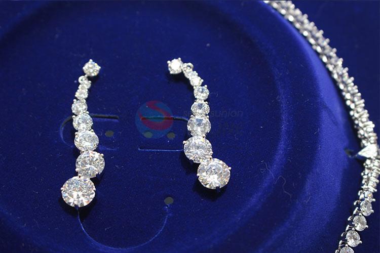 Customized Zircon Necklace&Earrings Set For Wedding