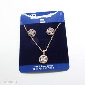 Factory promotional customized zircon necklace&earrings set