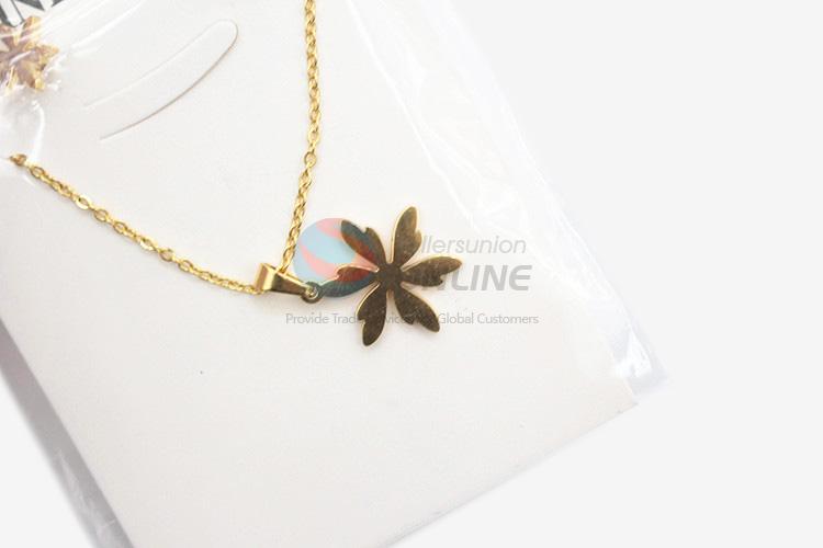 China wholesale promotional women stainless steel leaf necklace&earrings set