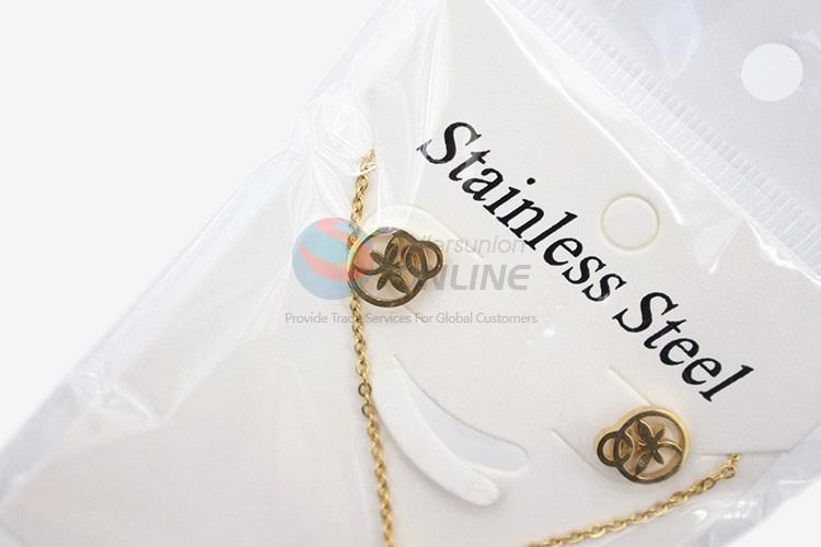 Nice popular design women stainless steel butterfly necklace&earrings set