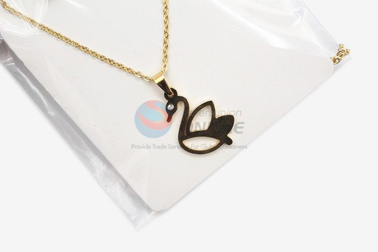 Super quality low price women stainless steel swan necklace&earrings set