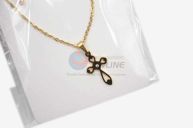 Wholesale custom low price women stainless steel cross necklace&earrings set