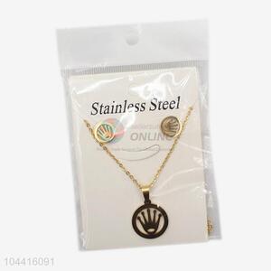 Cheap popular wholesale custom women stainless steel necklace&earrings set
