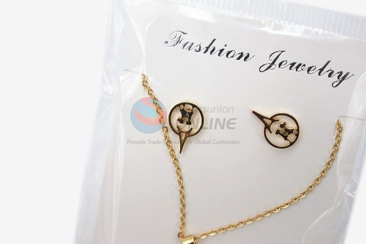 Latest design factory wholesale women stainless steel necklace&earrings set
