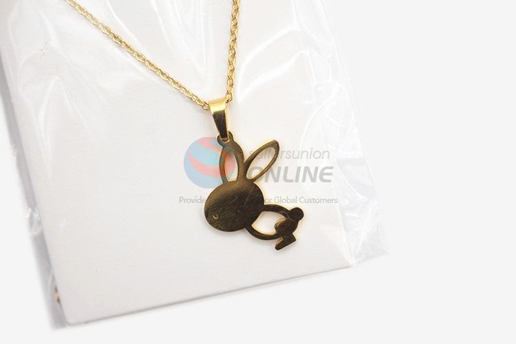 Promotional custom women stainless steel bunny necklace&earrings set
